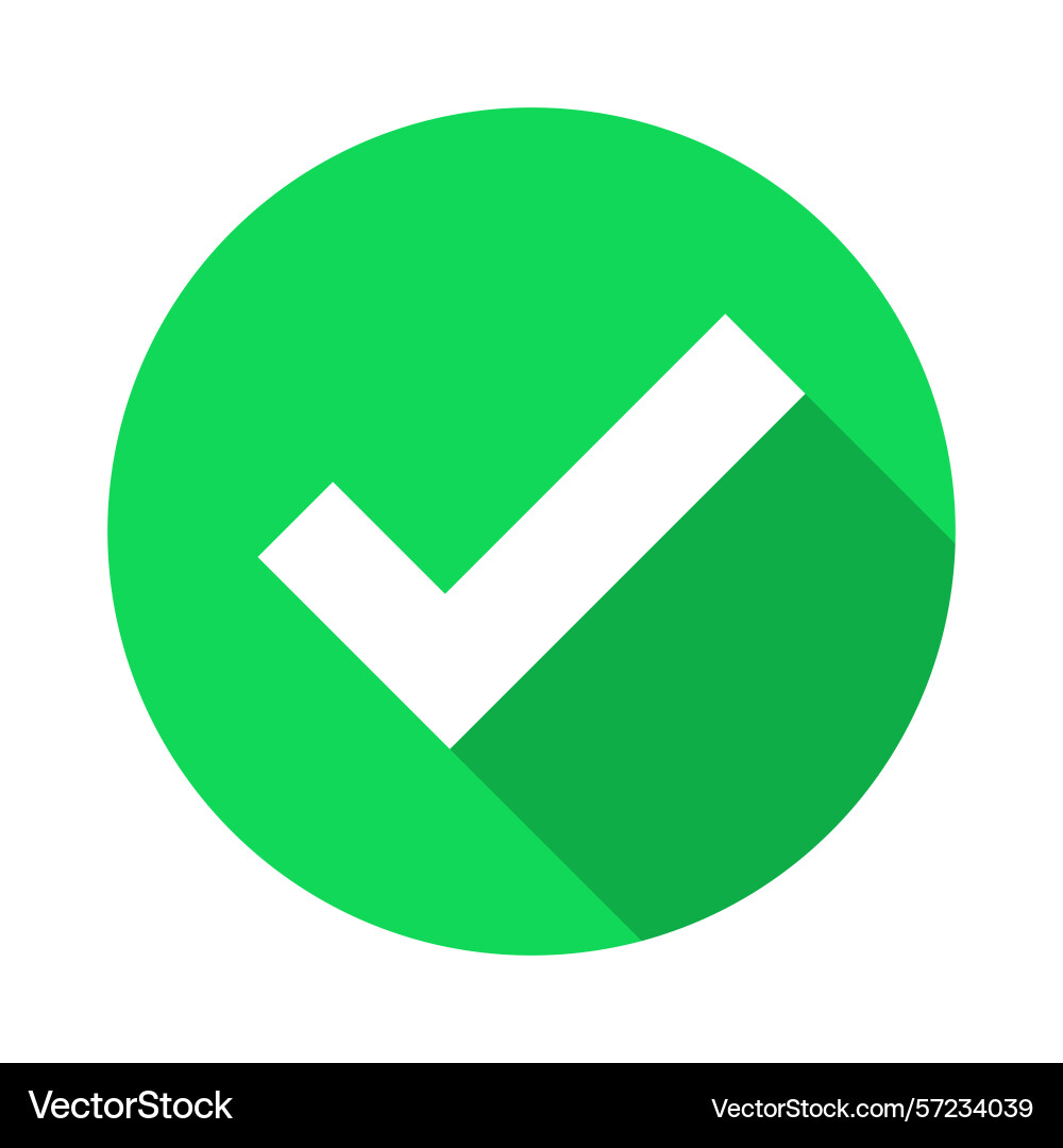 Green check mark icon with circle shape and long Vector Image