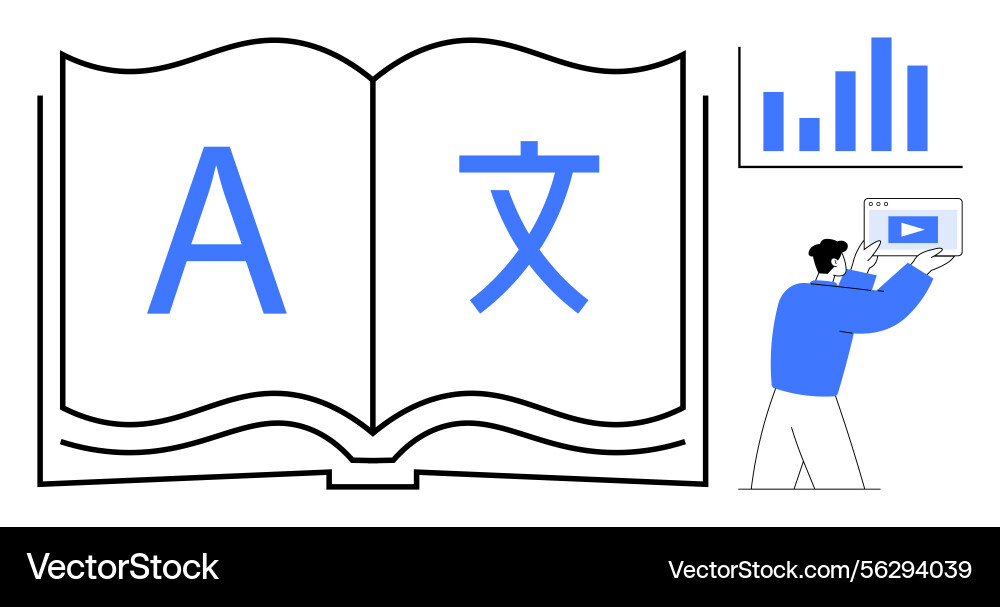 Language learning with open book graphs Language learning with open book graphs vector image
