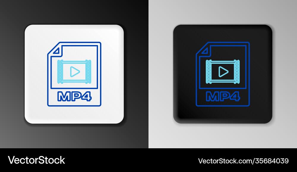 Line mp4 file document download button icon Line mp4 file document download button icon vector image