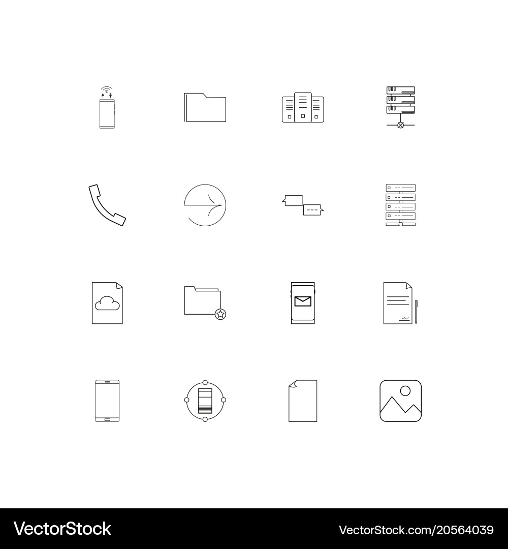 Network and database simple linear icons set vector image