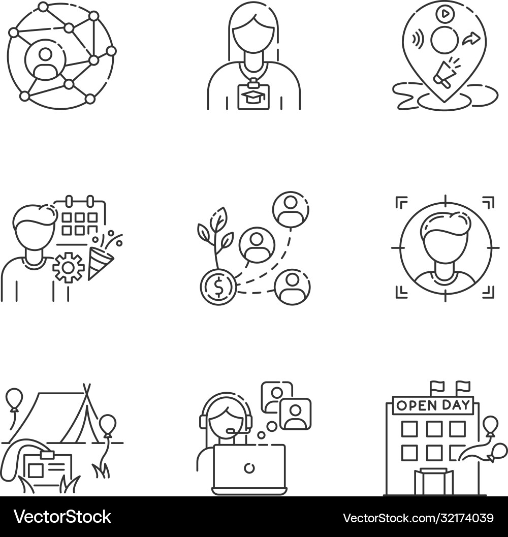 Networking pixel perfect linear icons set Networking pixel perfect linear icons set Vector Image