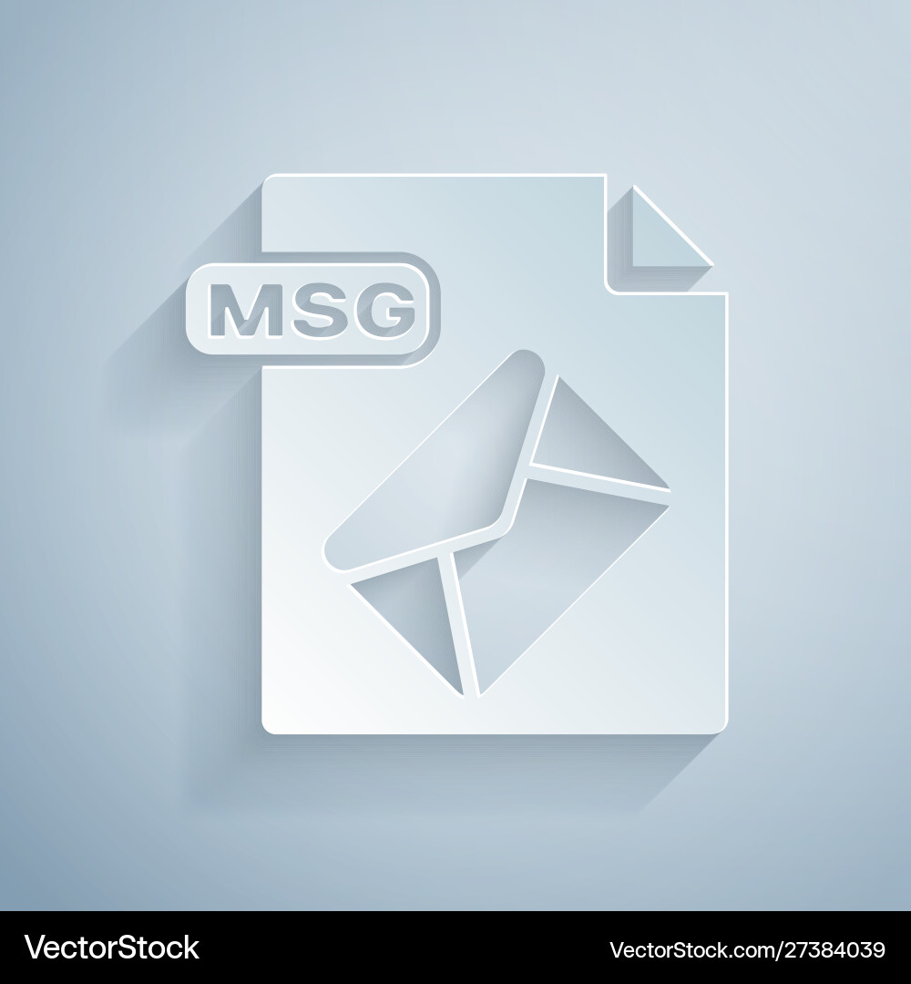 Paper cut msg file document download button Paper cut msg file document download button vector image
