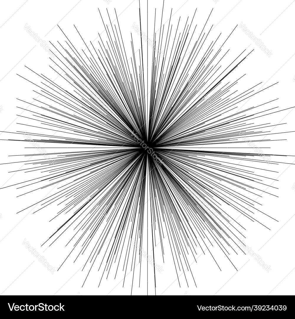 Radial radiating dynamic rays beams lines Vector Image