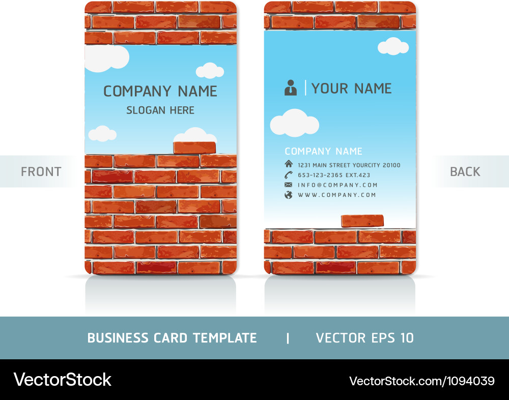Red brick wall business card vector image