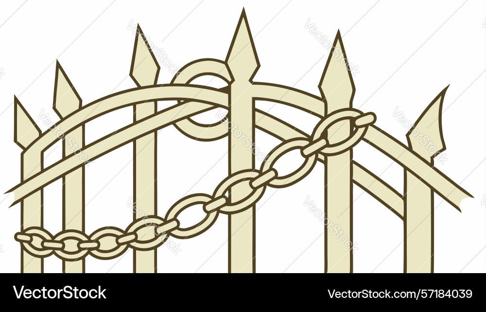 Robust chain link fence with iron spikes security Vector Image