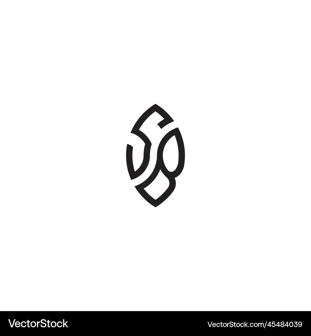 Sb leaf shape line initial concept with high Sb leaf shape line initial concept with high Vector Image