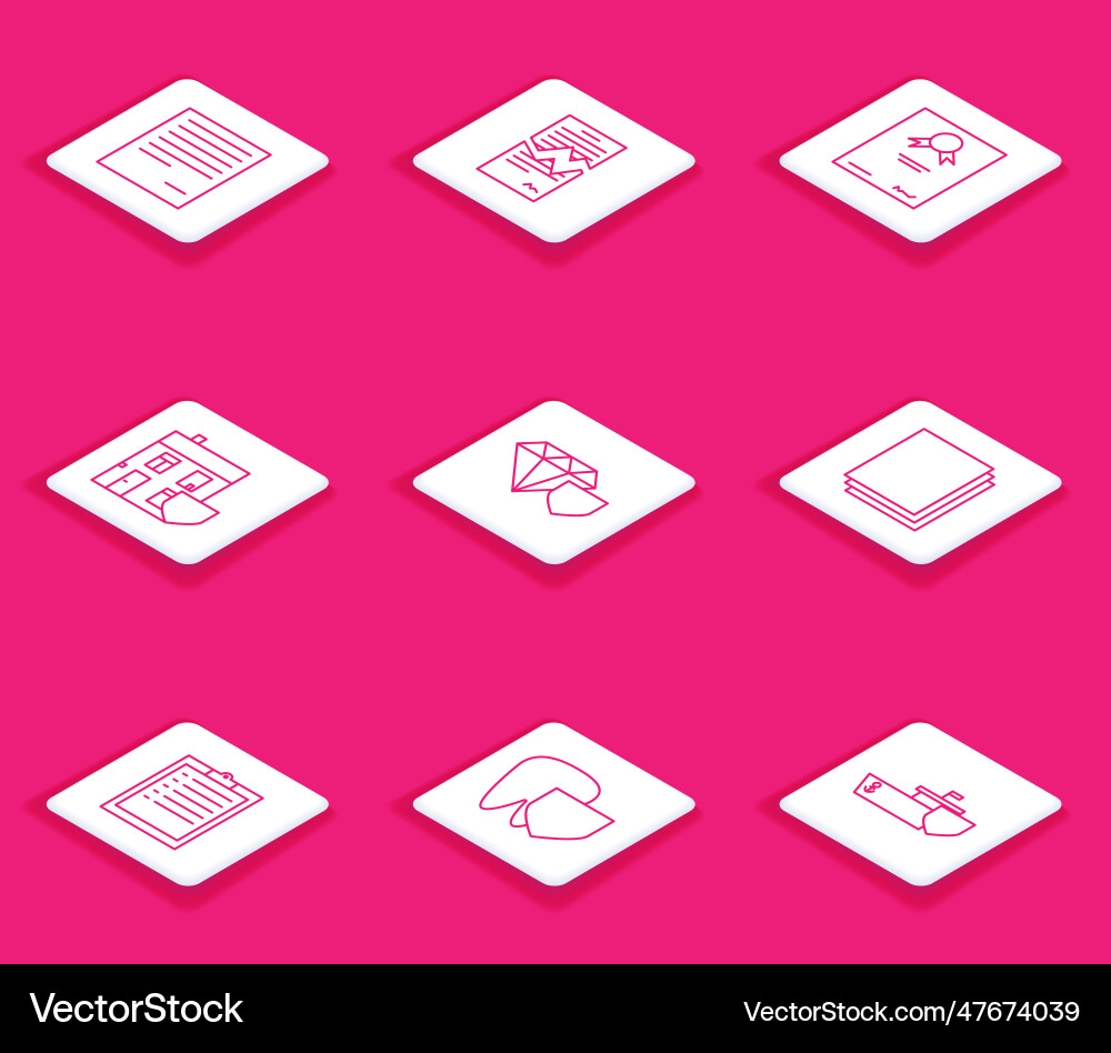 Set line document torn contract certificate Set line document torn contract certificate vector image