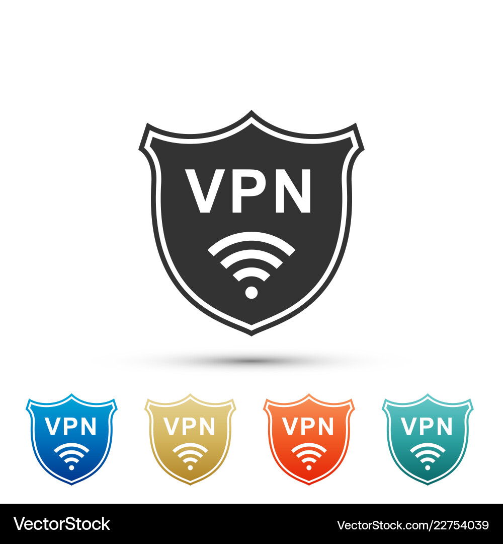 Shield with vpn and wifi wireless internet network Vector Image