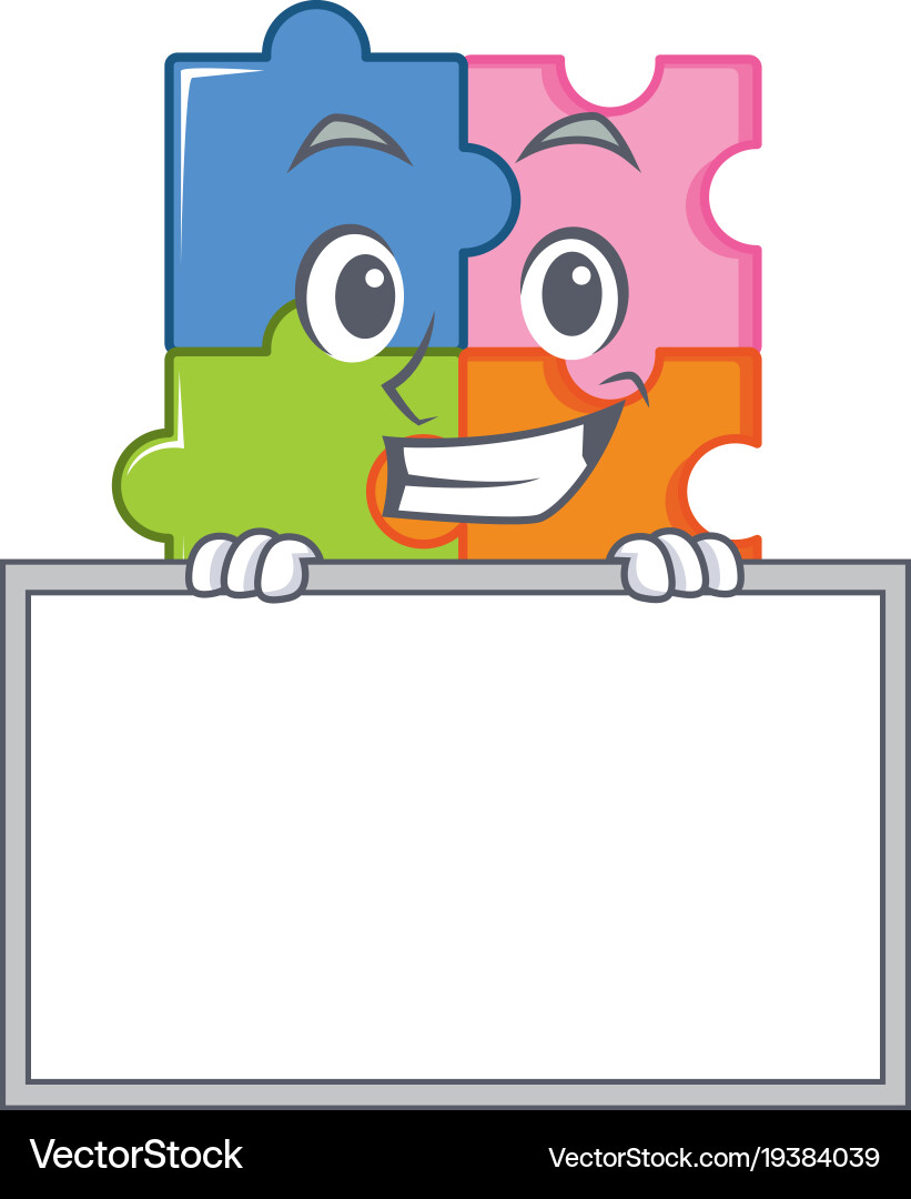 Smiling Puzzle Board Character vector image