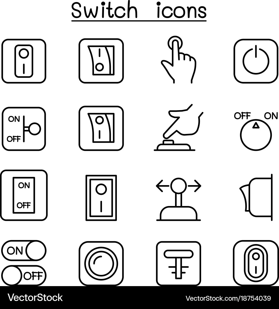 Switch icon set in thin line style vector image