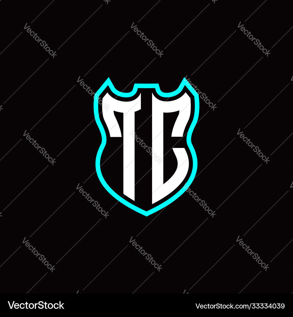 T c initial logo design with shield shape T c initial logo design with shield shape vector image