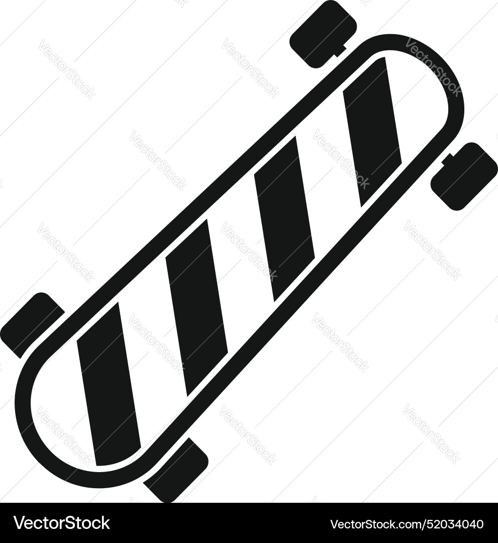 Black and white striped longboard skateboard icon Black and white striped longboard skateboard icon vector image