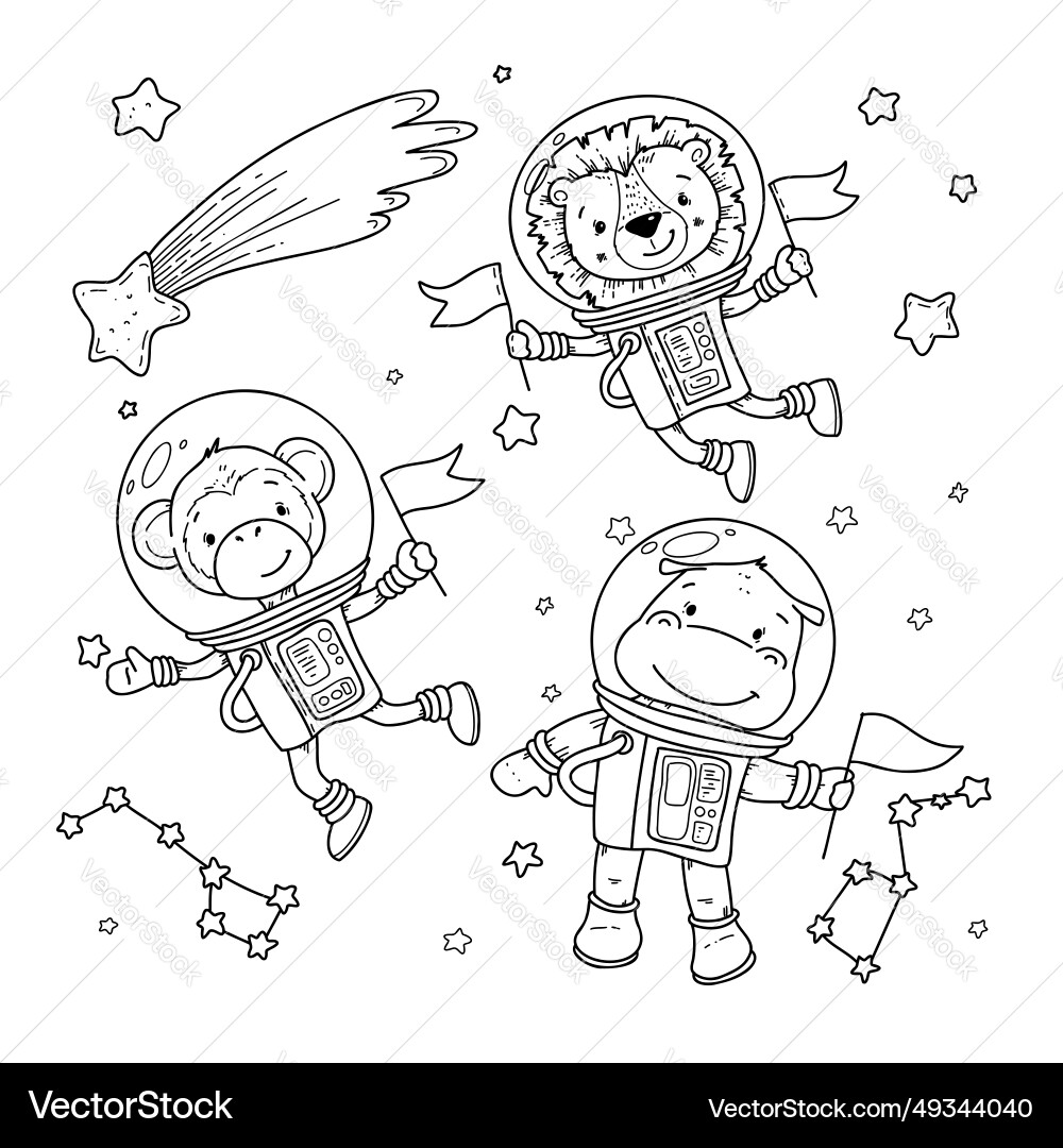 Cute animals astronauts Cute animals astronauts vector image