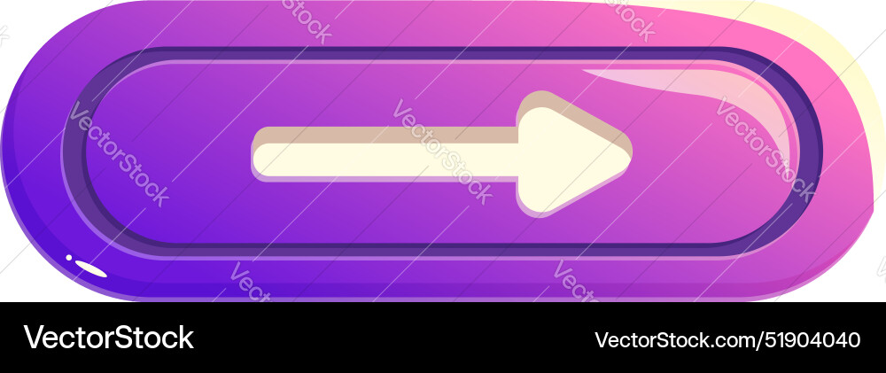 Glossy purple rounded rectangle button with arrow Glossy purple rounded rectangle button with arrow vector image