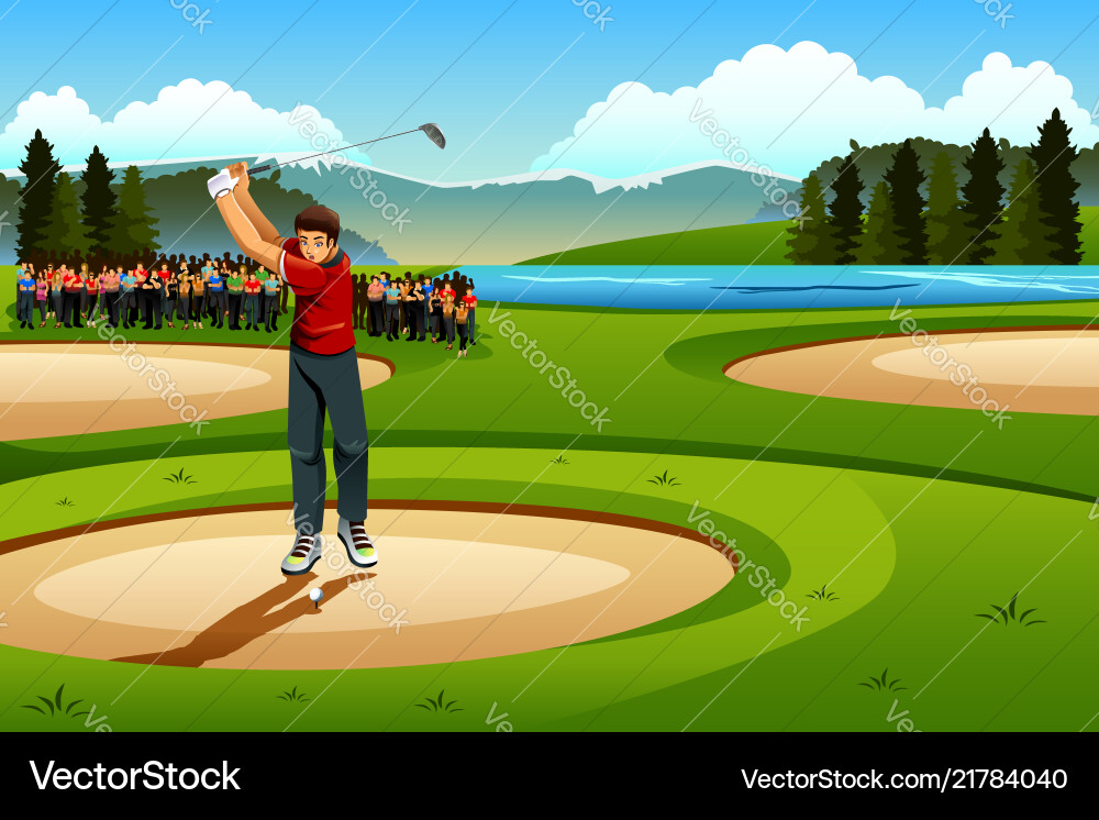Man spielt Golf im Wettbewerb Man spielt Golf im Wettbewerb vektorbild