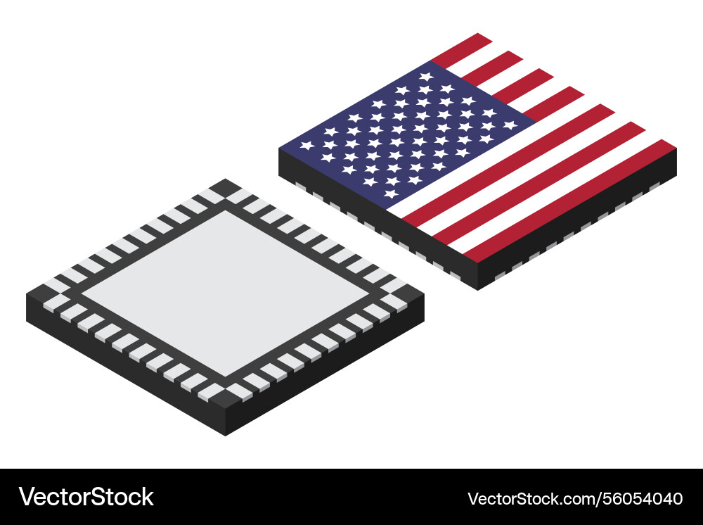 Microchip computer electronic component with usa Microchip computer electronic component with usa vector image