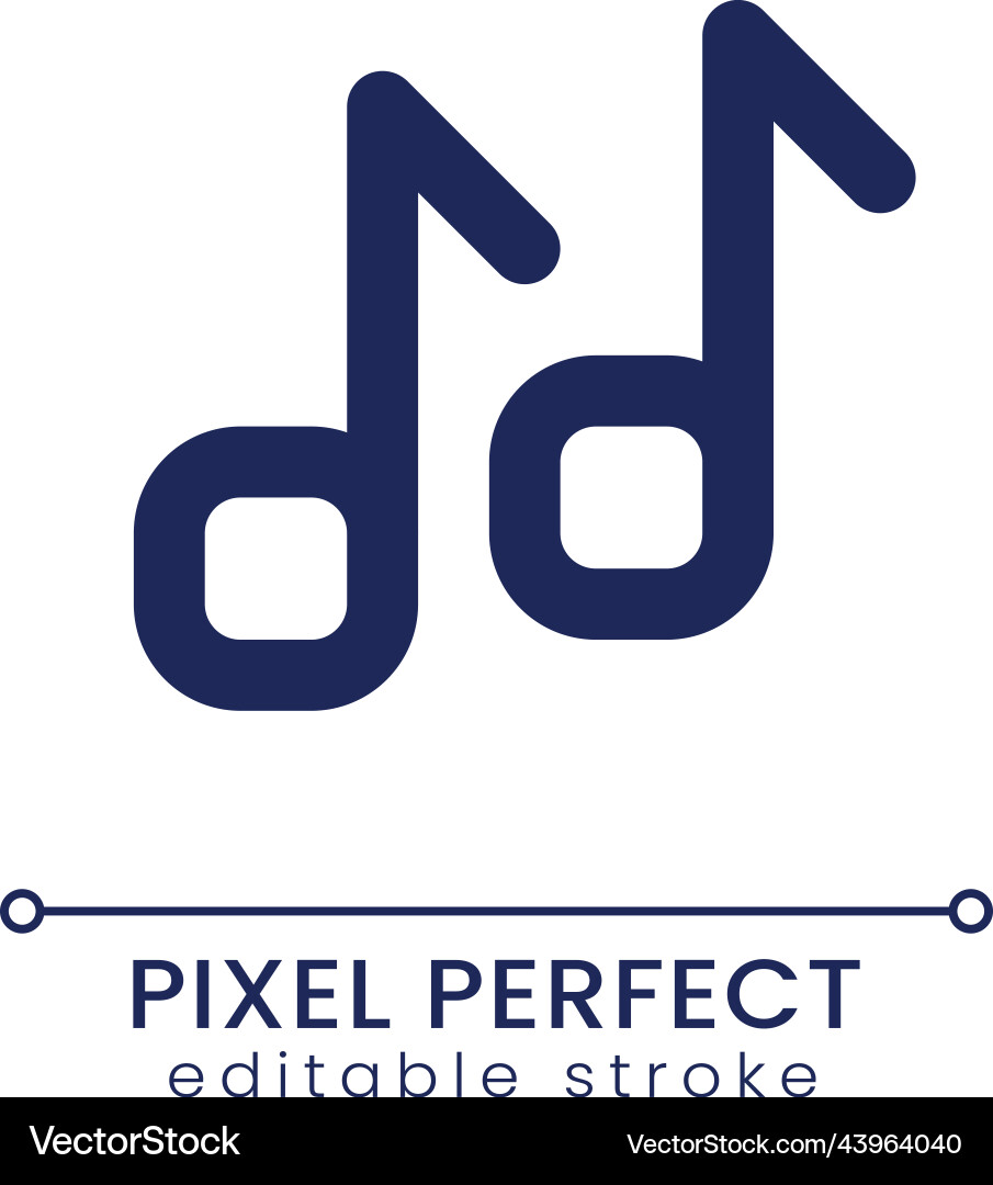 Musical notes pixel perfect linear ui icon Musical notes pixel perfect linear ui icon vector image
