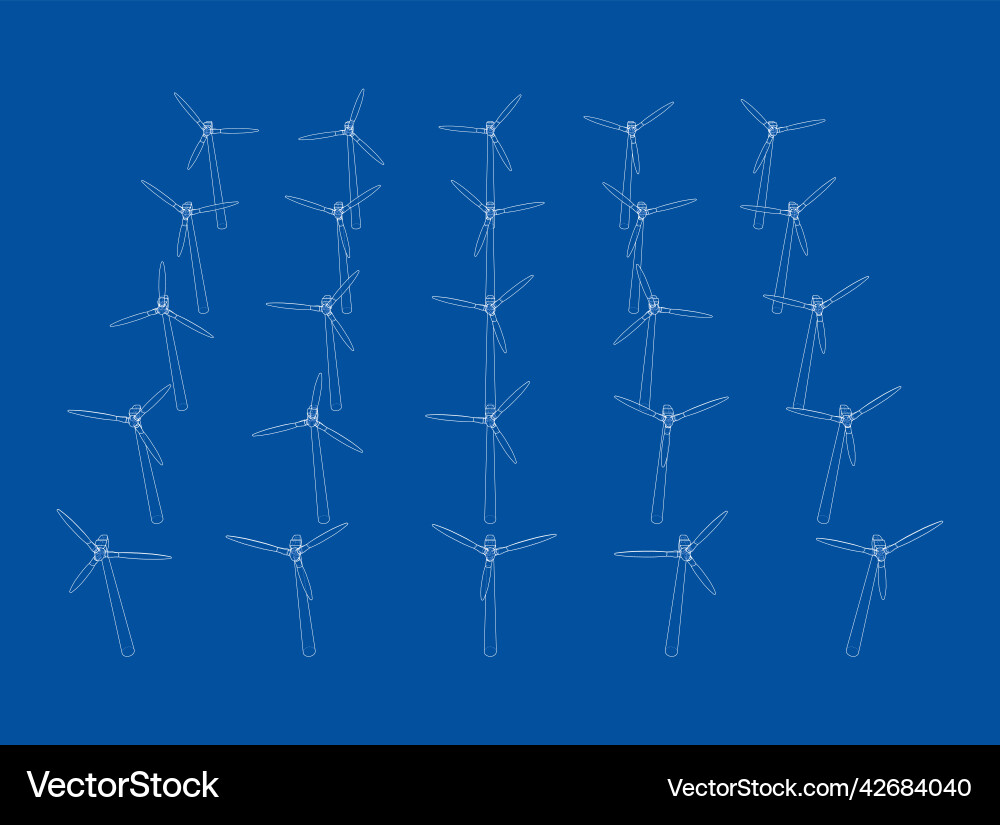 Wind turbines rendering of 3d Vector Image
