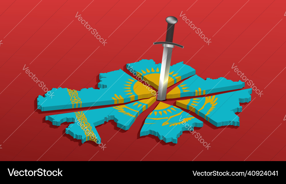 A 3d map broken with sword in the form Vector Image