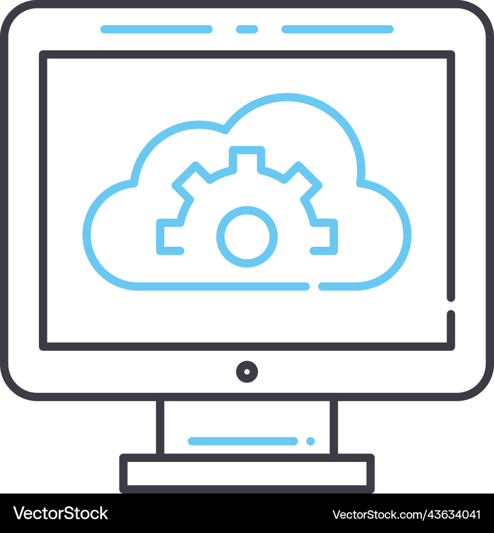 Cloud computer line icon outline symbol Cloud computer line icon outline symbol vector image