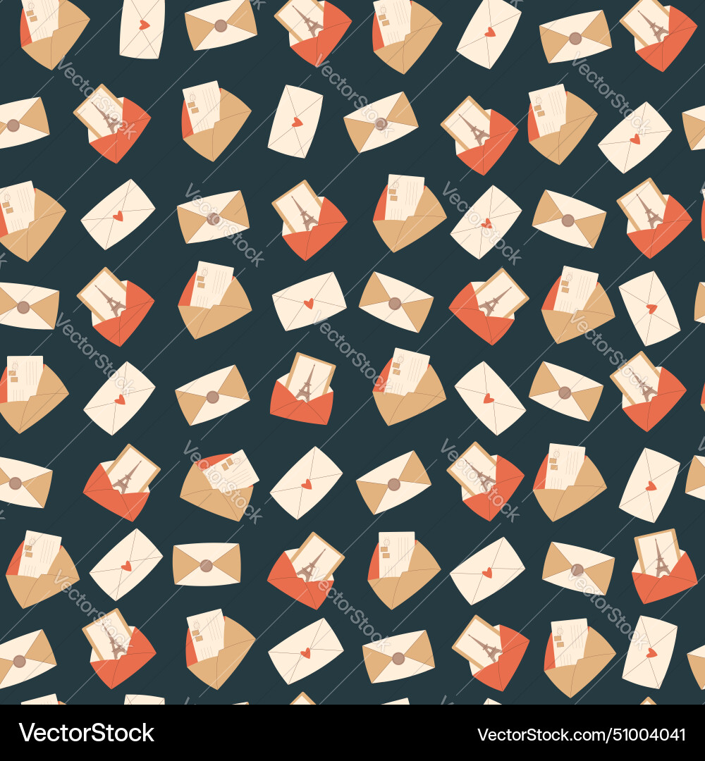 Envelope with card from france seamless pattern vector image