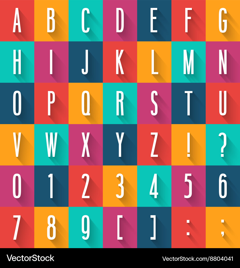 Flat font with shadow effect Vector Image