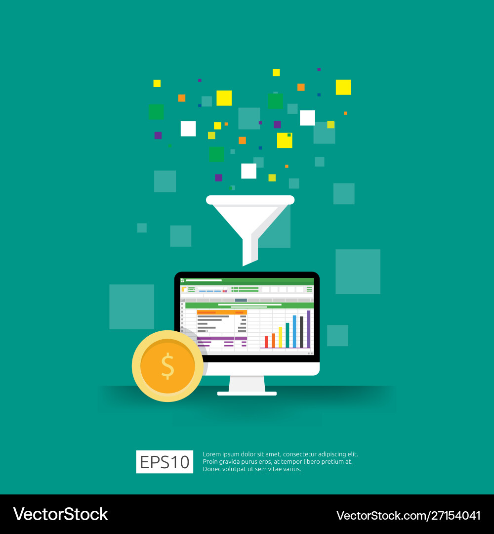 Information data collection filter concept vector image