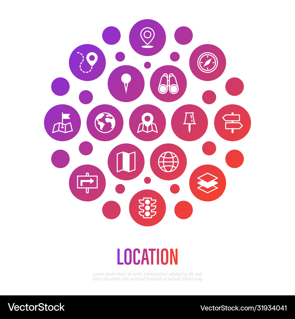Location and navigation concept in circle shape Location and navigation concept in circle shape vector image