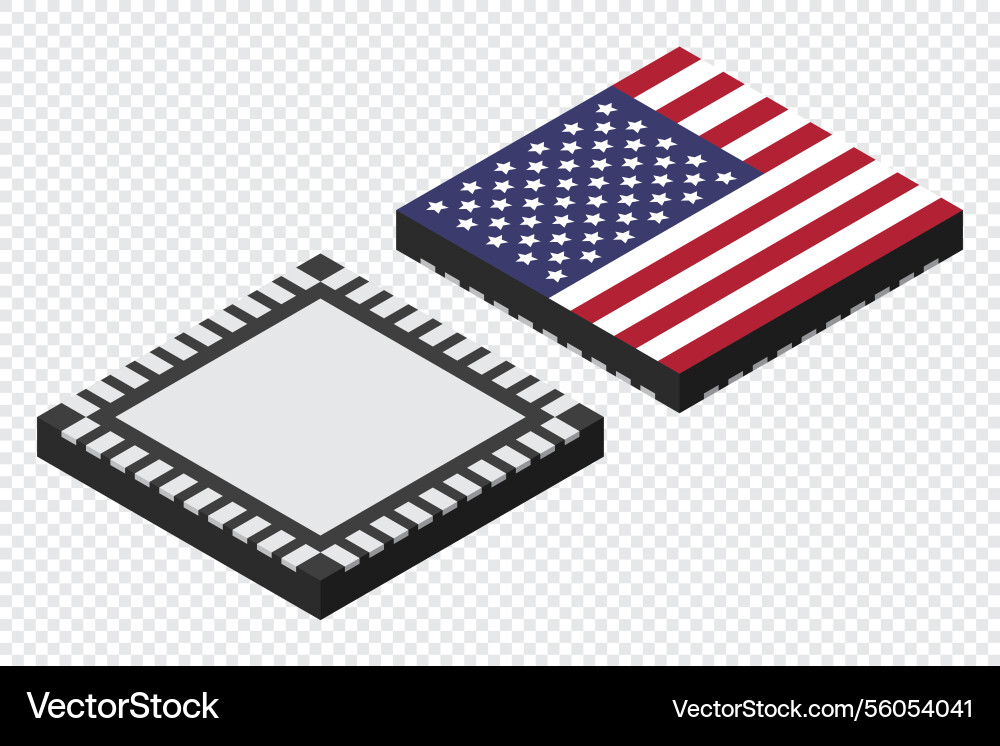 Microchip computer electronic component with usa Microchip computer electronic component with usa vector image