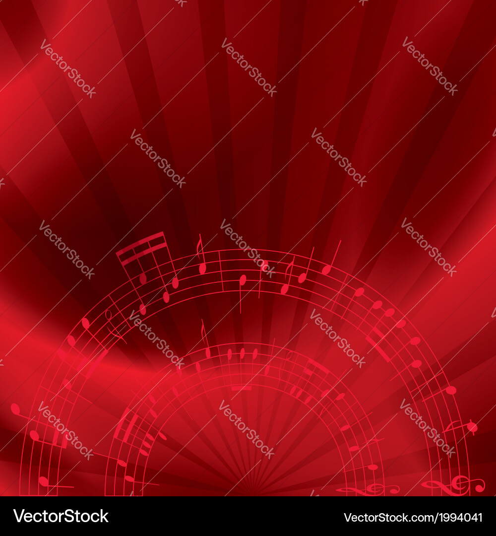 Musical Notes Background - Red & Dynamic vector image