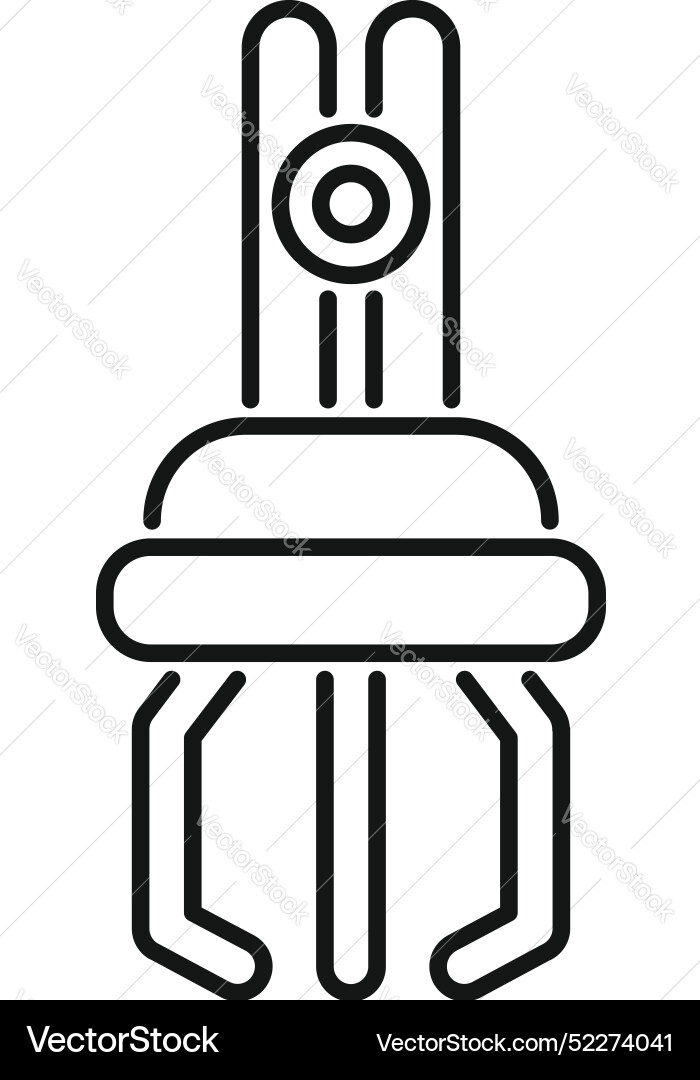 Robotic arm with clamp holding object outline icon Vector Image
