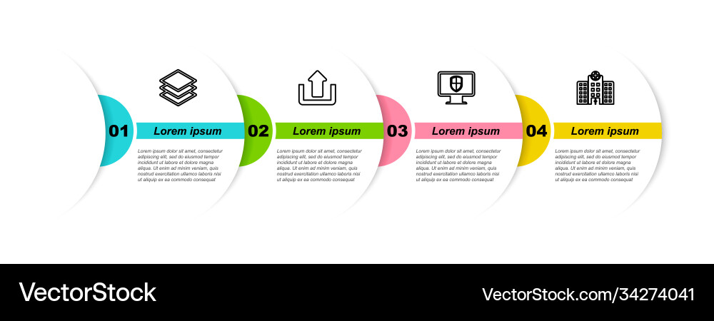 Set line layers upload monitor and shield Set line layers upload monitor and shield Vector Image