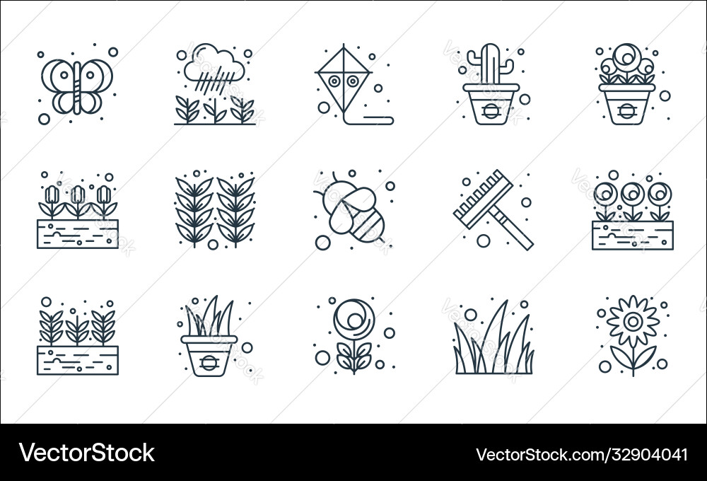 Spring line icons linear set quality Spring line icons linear set quality vector image