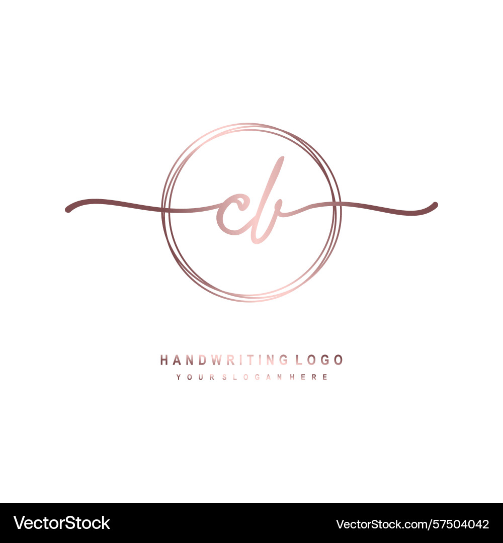 Cb initial handwriting logo with circular wave Vector Image