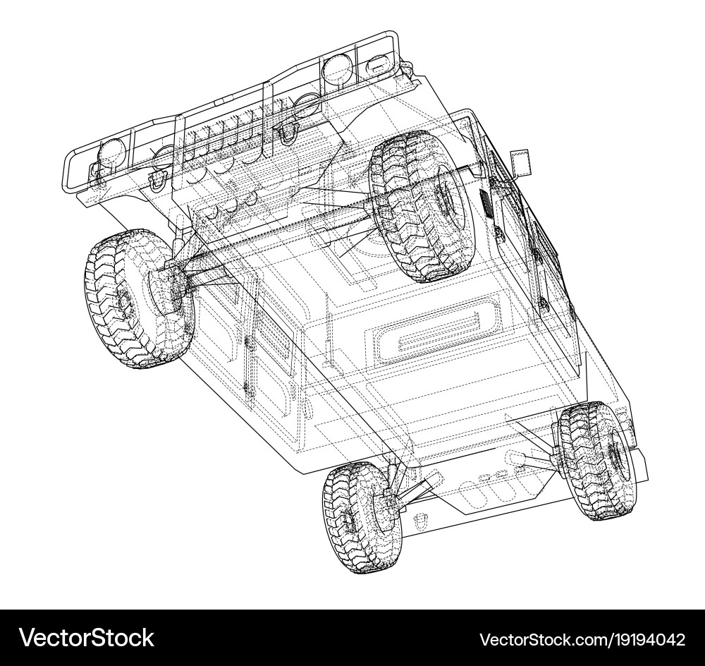 Combat car rendering of 3d Vector Image