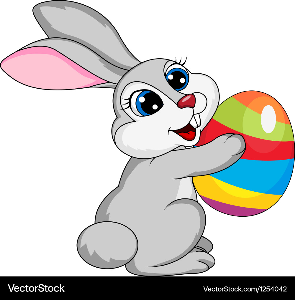 Cute rabbit holding easter egg Royalty Free Vector Image