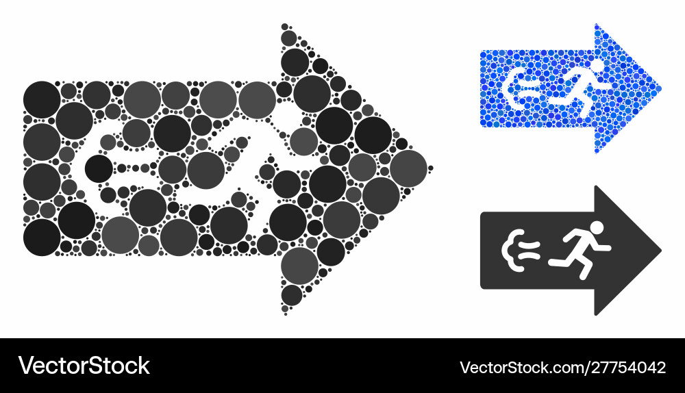 Exit direction mosaic icon round dots Exit direction mosaic icon round dots vector image