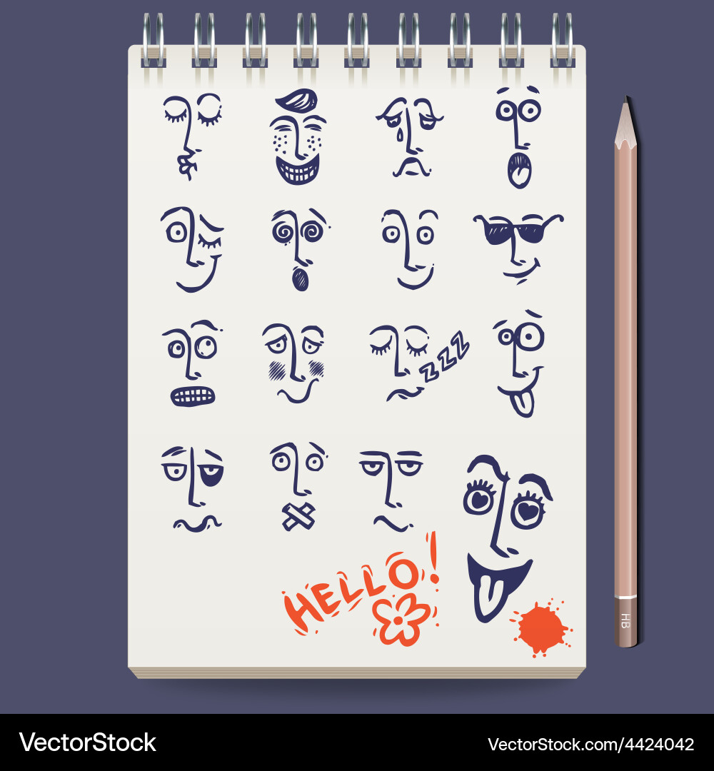 Faces characters sketch Vector Image