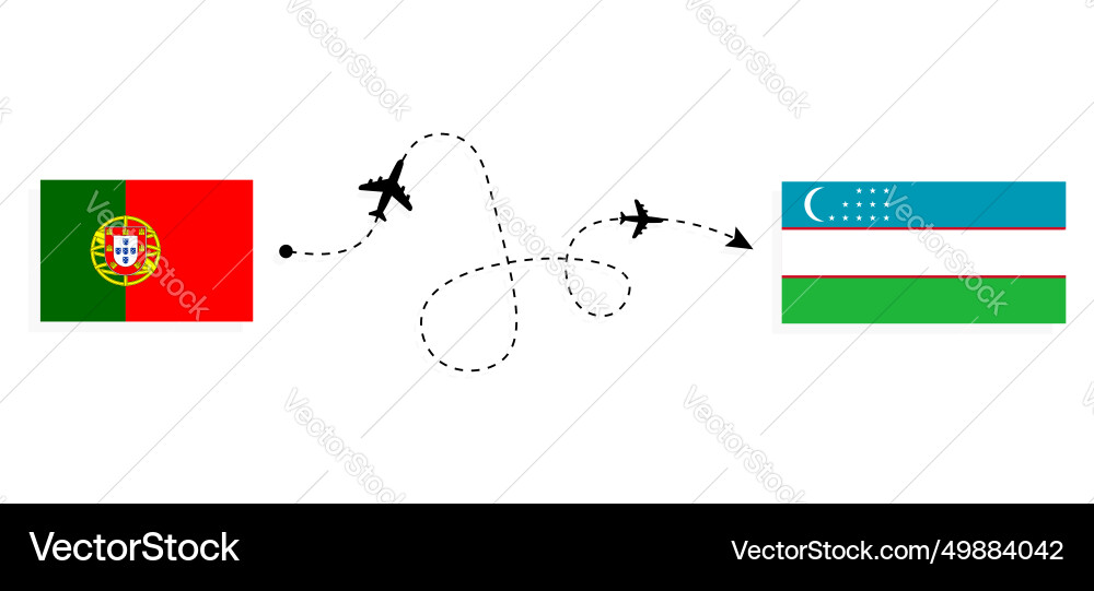 Flight and travel from portugal to uzbekistan Flight and travel from portugal to uzbekistan vector image