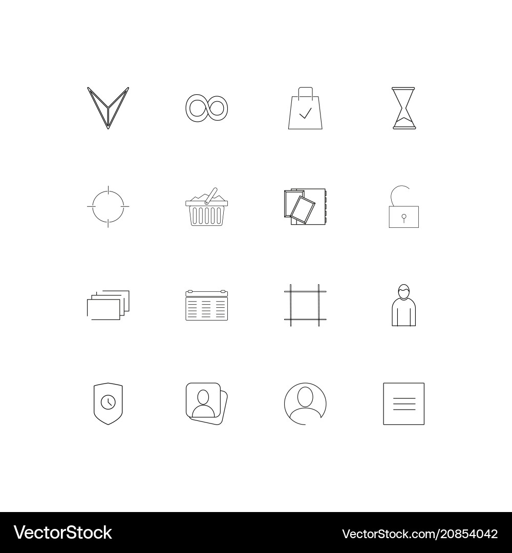 Interface linear thin icons set outlined simple vector image