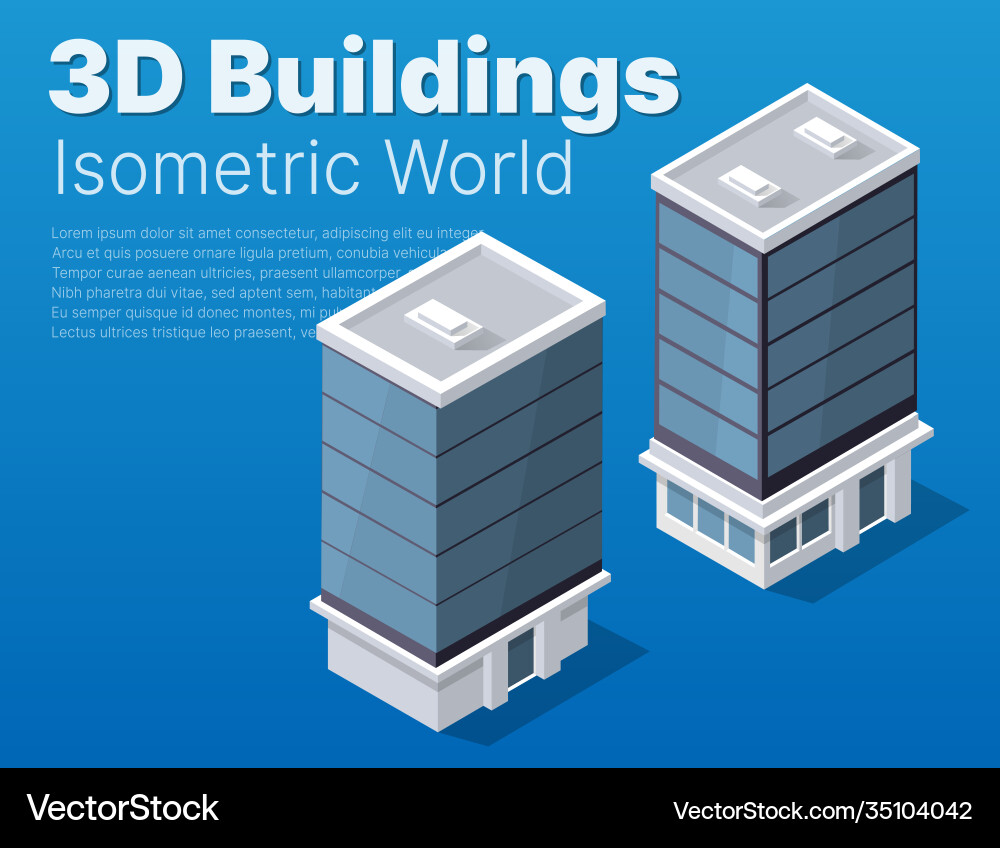 Isometric 3d module block district part Isometric 3d module block district part vector image