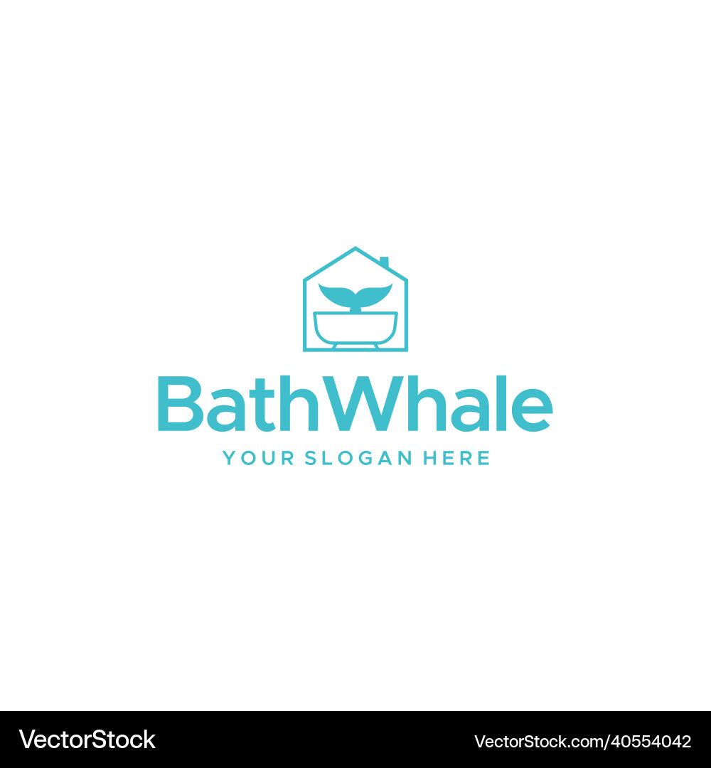 Minimalist bathwhale bathtub building logo design Minimalist bathwhale bathtub building logo design vector image