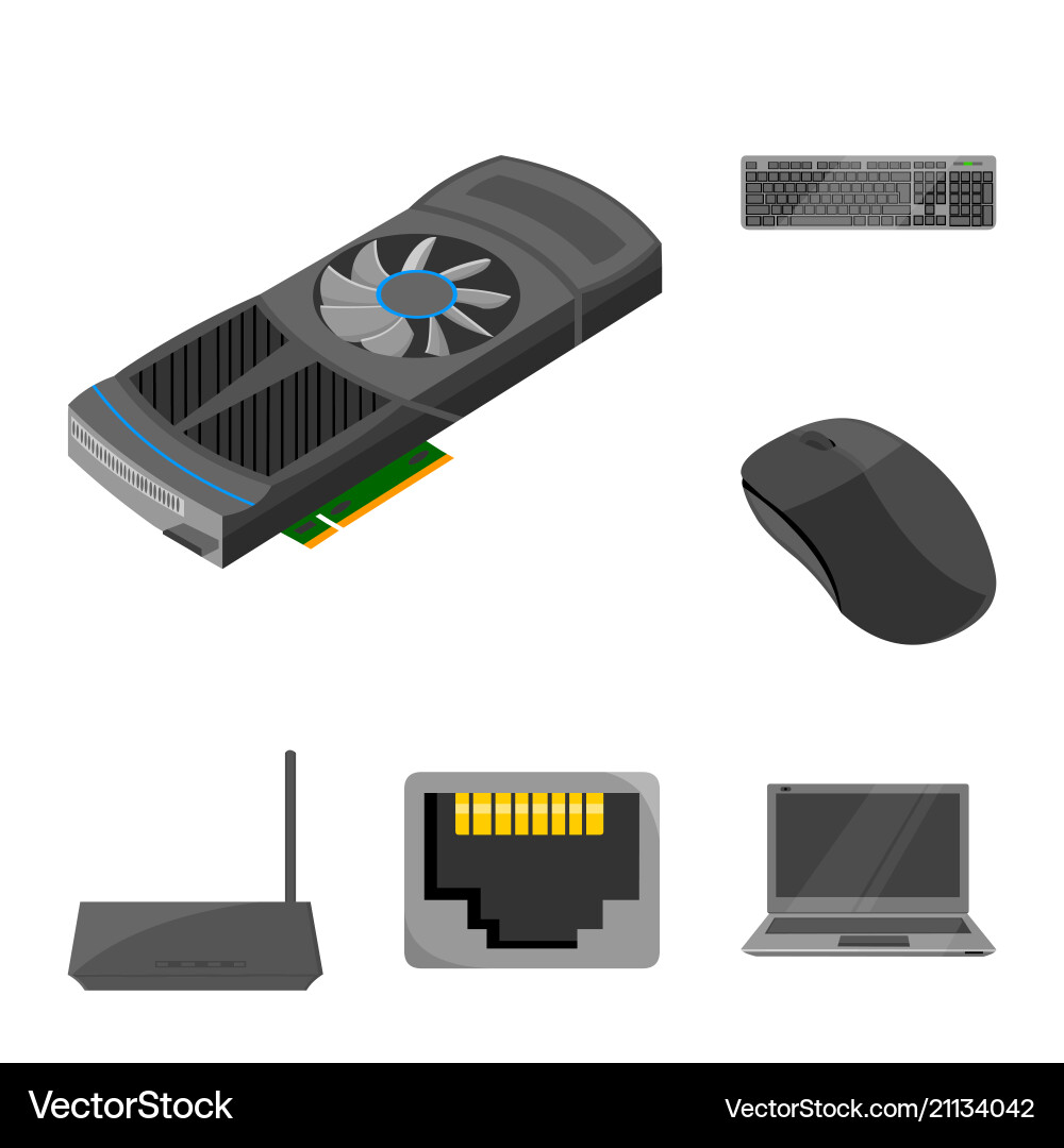 Personal computer cartoon icons in set collection Vector Image