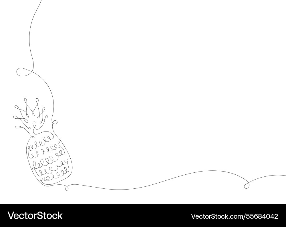 Pineapple continuous line background one single Pineapple continuous line background one single vector image
