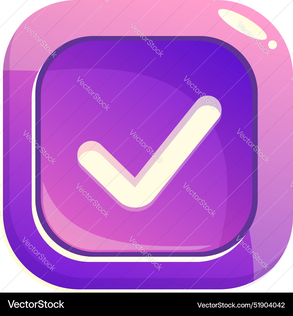 Purple rounded square button displaying white Purple rounded square button displaying white Vector Image