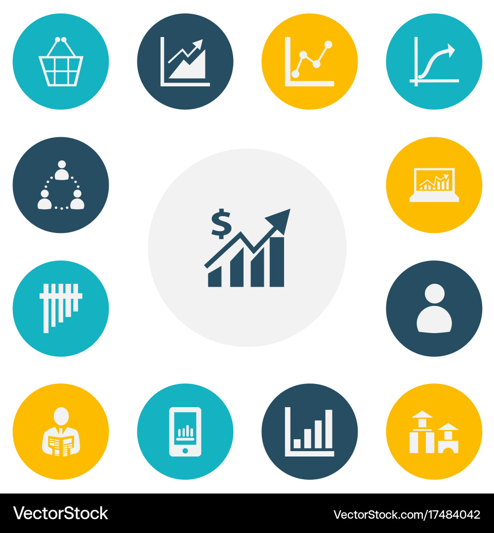 Set of 13 editable statistic icons includes vector image
