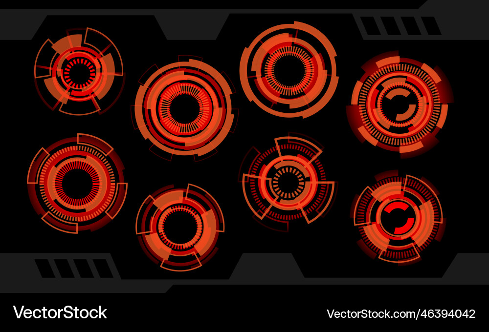 Set of hud circle red orange modern user Set of hud circle red orange modern user vector image