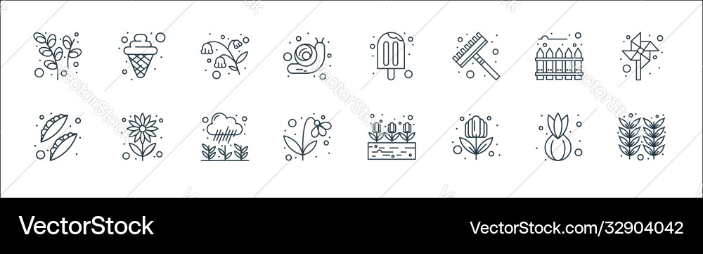 Spring line icons linear set quality Spring line icons linear set quality vector image