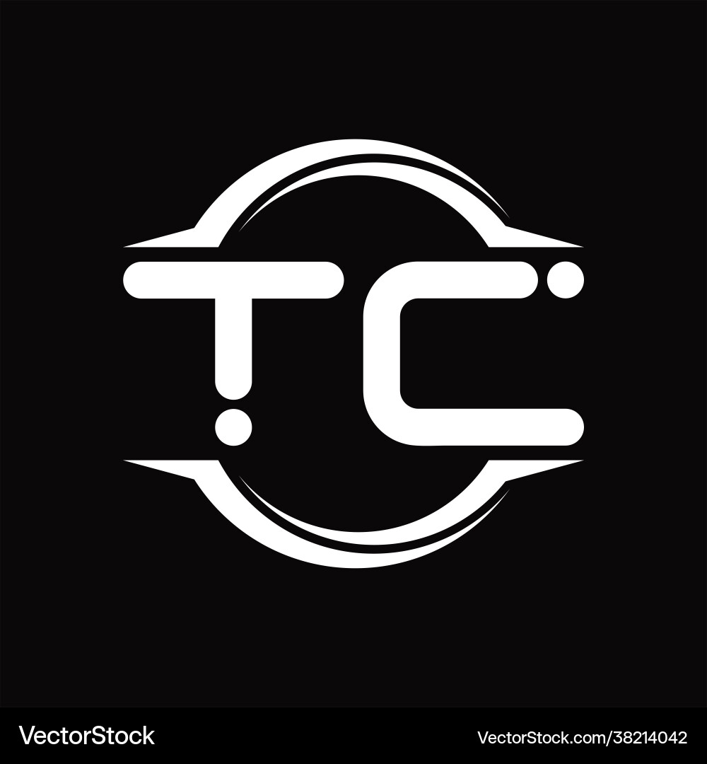 Tc logo monogram with circle rounded slice shape Vector Image