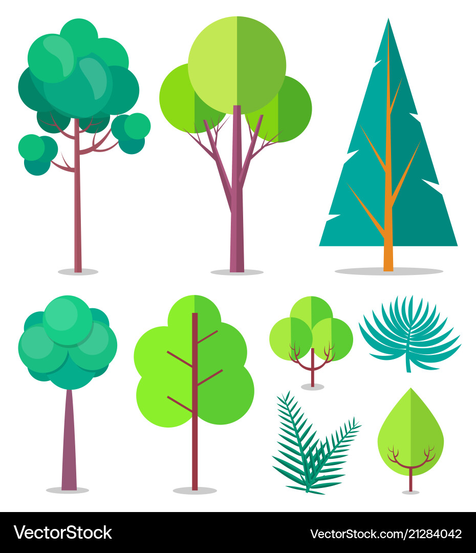 Template with trees and bushes of different sizes Template with trees and bushes of different sizes vector image